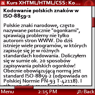 Opera Mini 4.1 beta Treo 650 - polská lokalizace
